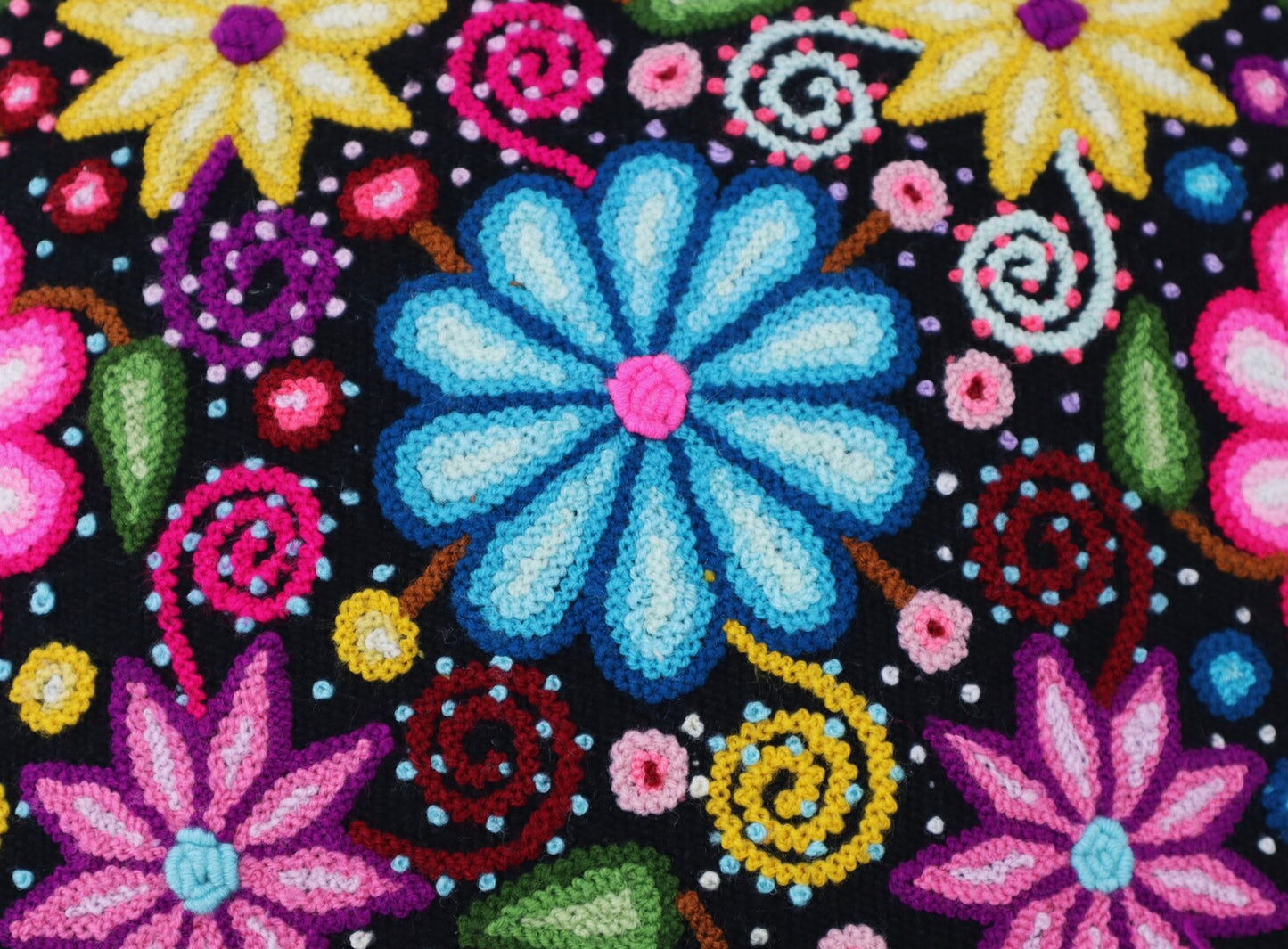 Flowers Embroidered Pillow Details