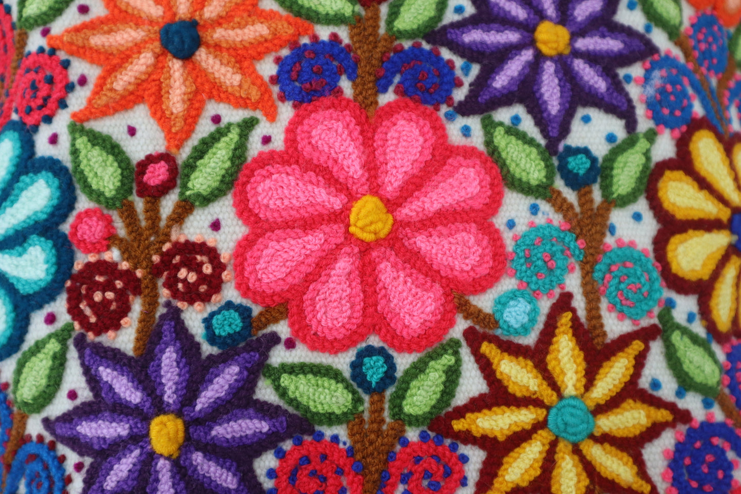 Flower Embroidered Pillow Details