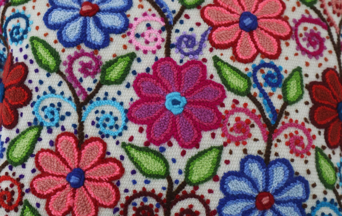 Flower Embroidered Pillow Details